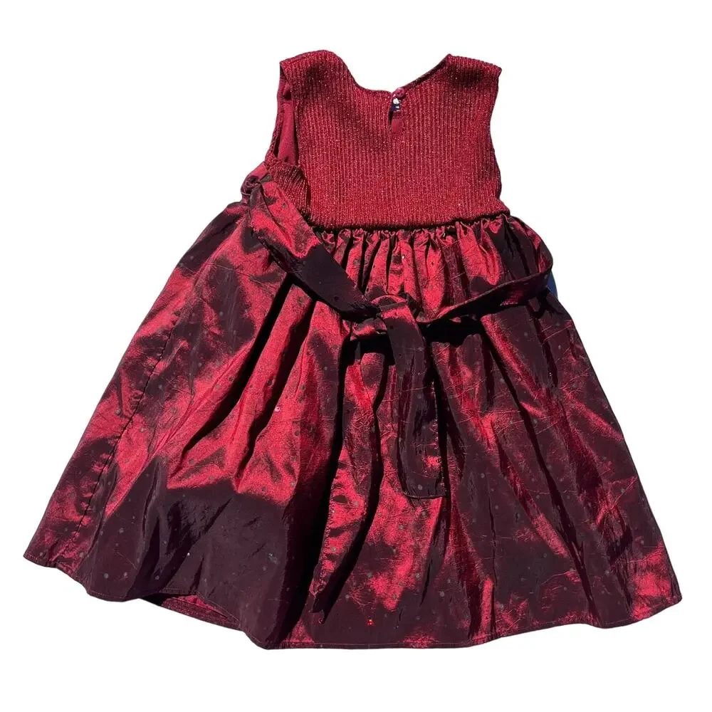 Holiday Party Dress Blueberi Boulevard Dark Red Dress Lined Skirt Girls Size 3T